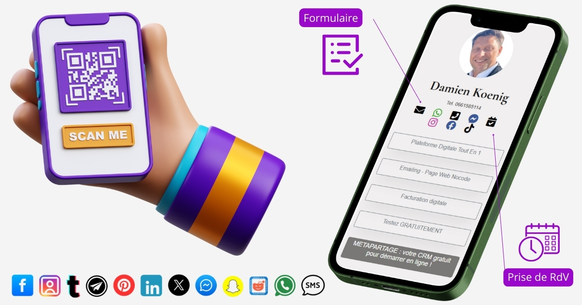 Scan d'un QR code pour une carte de visite digitale